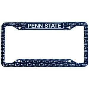 navy license plate frame large Penn State at top with alternating We Are and Athletic Logos all over